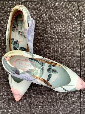 Ted Baker Pastel Floral Pointed-Toe Pumps — Mint, Pink & Lavender